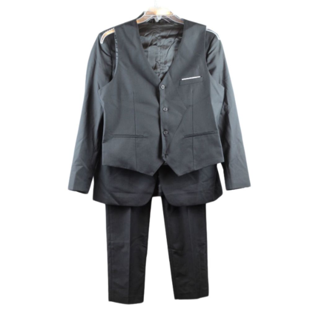 Boyland Black Men's 3 Piece Suit Vest Blazer Pants Set Large 001